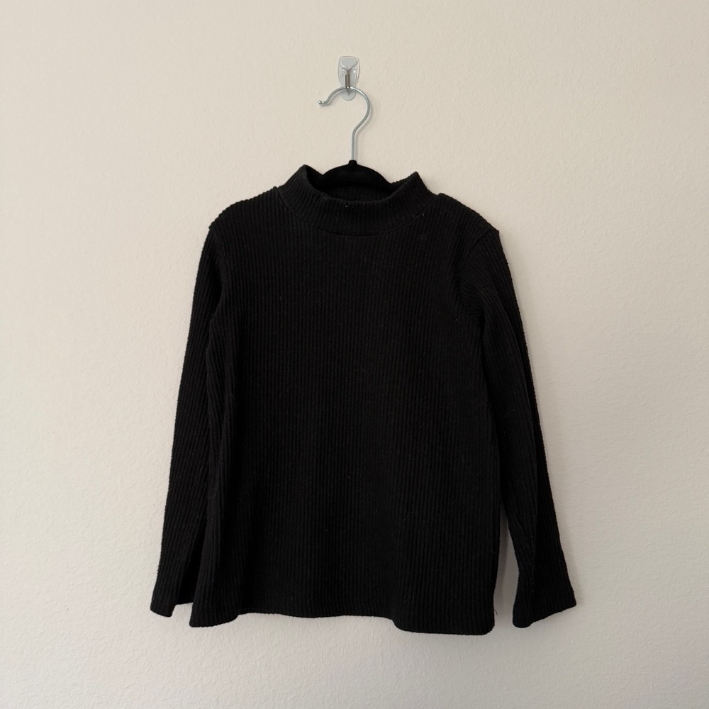 ZARA Kids Black Ribbed Mock Neck Long Sleeve Sweater 4-5Y